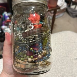 Colorful Jewelry Jar with Beads and Charms
